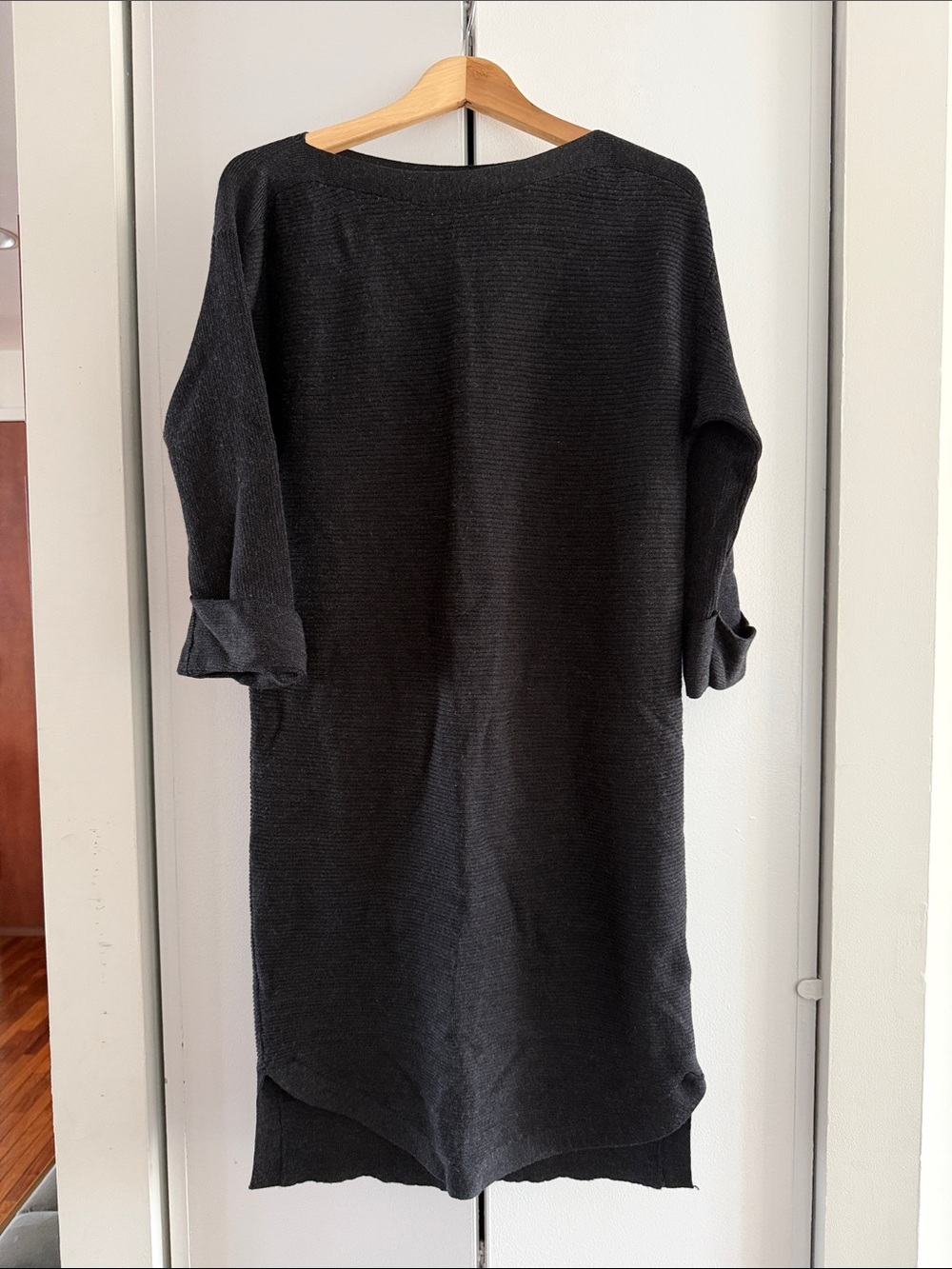 AllSaints Charcoal Black Long Sleeve Knit Shift Dress